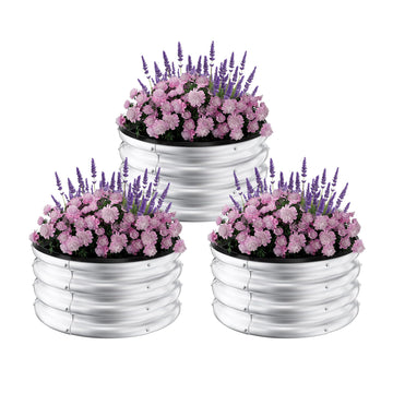 Jardinières surélevées galvanisées Garvee, rondes, en métal, 60 x 60 x 30 cm, antirouille, pour jardin et terrasse.