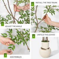 Plante artificielle Nandina Garvee de 1,80 m avec pot en céramique blanche, idéale pour le bureau et le salon. Réaliste, facile d'entretien et durable.