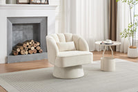 Garvee Fauteuil pivotant moderne en velours beige, rotation 360°, design confortable pour salon, chambre ou coin détente.