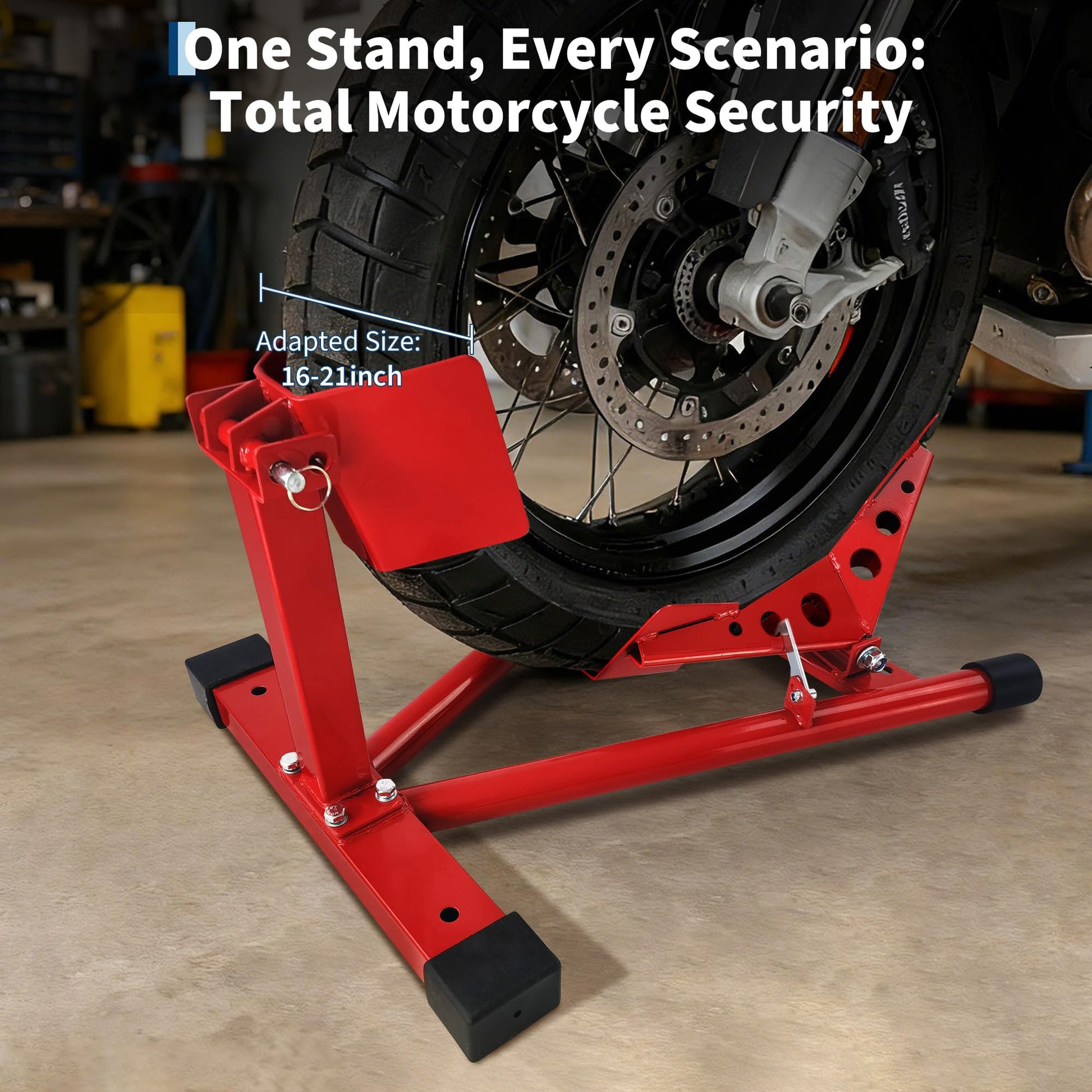 Cale et support universels pour roue de moto Garvee, capacité de charge de 680 kg, acier, pour pneus de 30 à 53 cm, garage et remorque, réglage rapide, protection anti-basculement