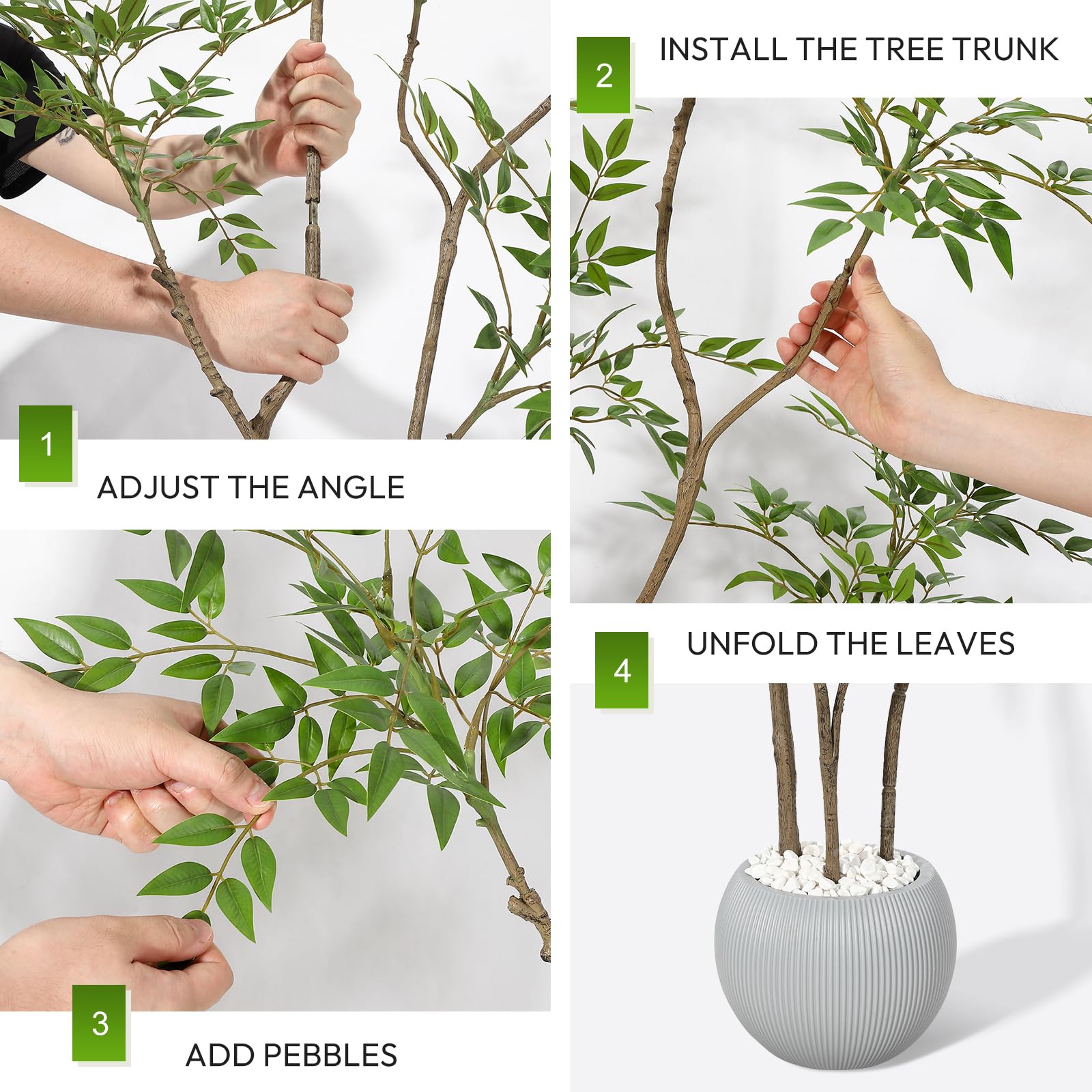 Plante Nandina artificielle Garvee de 1,5 m avec pot en céramique grise, idéale pour la décoration intérieure du salon ou du bureau. Entretien facile, feuilles réalistes.