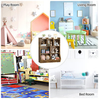Armoire à jouets Garvee marron rustique à 3 étagères, protection anti-basculement pour chambres d'enfants et salles de jeux, en bois robuste et sécurisée pour les enfants.