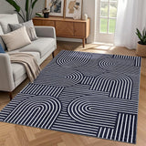 Garvee Tapis 100 % polyester 350 g/m², imitation cachemire, lavable et pliable, design moderne pour salon, chambre et intérieur élégant - Bleu