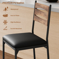 Ensemble de 2 tabourets de bar Garvee, bois et cuir PU, revêtement ergonomique, marron, pour îlot de cuisine et appartement