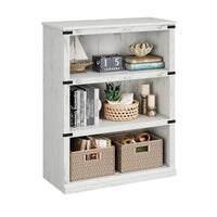 Garvee bibliothèque basse 80 × 31 × 102 cm, 4 niveaux ouverts, finition blanche, style industriel