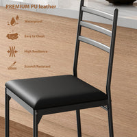 Ensemble de 2 tabourets de bar Garvee, en métal, assises rembourrées en similicuir, dossier ergonomique, pour cuisine et bar, robustes, noirs