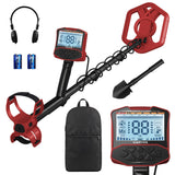 Garvee Détecteur de Métaux Professionnel 5.8kHz, 4 Modes de Détection, Léger, Pour Plage et Jardin, Écran LCD Rétroéclairé, Fonction Pinpoint - Rouge