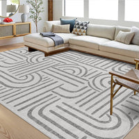 Tapis de salon Garvee 200x290 cm, lavable, antidérapant, à poils courts, gris, pour salon, chambre ou salle à manger