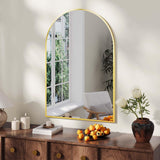 Garvee Miroir mural arqué , 56 × 76 cm, cadre en métal, doré, verre trempé, résistant à l’humidité, salle de bain - Doré