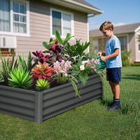 Potager surélevé galvanisé Garvee 180 x 90 x 30 cm, en acier, antirouille, avec rebord de sécurité, idéal pour le jardin et la terrasse, durable et facile à monter.
