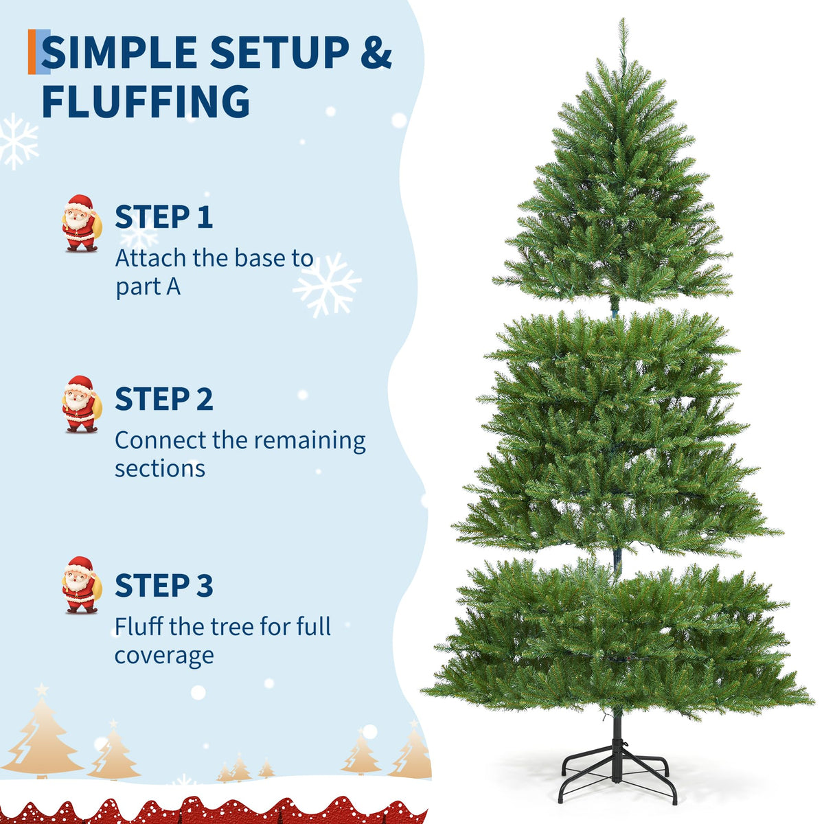 Garvee sapin de Noël artificiel de 270 cm avec 1100 LED, matériau PE/PVC de luxe pour grandes salles et marchés de Noël
