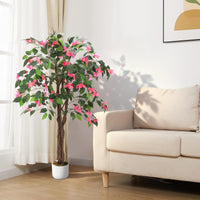 Garvee Bougainvillier Artificiel 120 cm, Arbuste Décoratif avec Fleurs en Polyester et Tronc Naturel, Rose Fuchsia