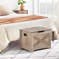 Banc de rangement Garvee avec verrou de sécurité, coffre en bois de style campagnard pour entrée et chambre, gris