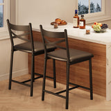Garvee Tabourets de bar 56 cm hauteur comptoir, siège confortable, dossier ergonomique, cuir PU, cadre métal robuste, repose-pieds, cuisine et bar
