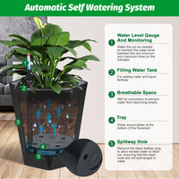 Garvee Lot de 2 jardinières diamant de 40 cm de haut, à arrosage automatique avec indicateurs de niveau d'eau, en plastique résistant aux intempéries, pour une utilisation intérieure et extérieure, blanches.