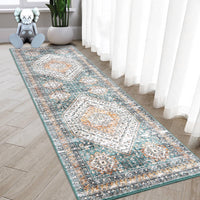 Tapis de couloir vintage Garvee, lavable, antidérapant, motif médaillon floral, vert, 60 x 230 cm, Allemagne
