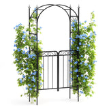 Arche de jardin Garvee de 2,4 m avec portail, métal robuste, résistante aux intempéries, noire, pour mariages et jardins, structure en treillis