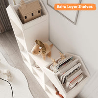 Étagère de rangement pour jouets Garvee, 7 compartiments, en forme de toit, robuste, en bois blanc, pour salle de jeux/chambre d'enfant, 107 x 91 x 30 cm
