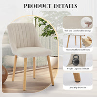 Ensemble de 2 chaises de salle à manger Garvee, revêtement en tissu, dossier ergonomique, grand confort, bois de chêne, blanc cassé, salle à manger moderne