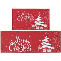 Garvee Kerst Keukenmat Set 2 pièces Vlas Kerstboom Design antidérapant 40x60cm + 40x120cm Badkamer & Keuken Decor
