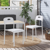 Ensemble de 2 chaises de salle à manger Garvee, empilables, design moderne, imperméables, pieds en métal, légères, pour une utilisation intérieure et extérieure, blanches