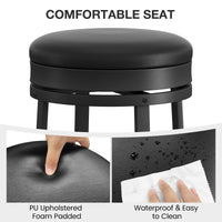 Garvee Lot de 2 tabourets de bar pivotants 61 cm, assise ronde en cuir PU noir, repose-pieds, cadre métal, sans dossier, pour îlot de cuisine