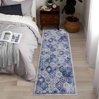 Tapis vintage Garvee grand format 60x180cm, doux, lavable, antidérapant, en polyester à poils courts, pour salon et chambre.