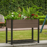 Jardinière surélevée Garvee en PEHD avec étagère, résistante aux intempéries, stable, structure en aluminium pour balcon et jardin, sans produits chimiques, 100 x 50 x 30 cm, grise
