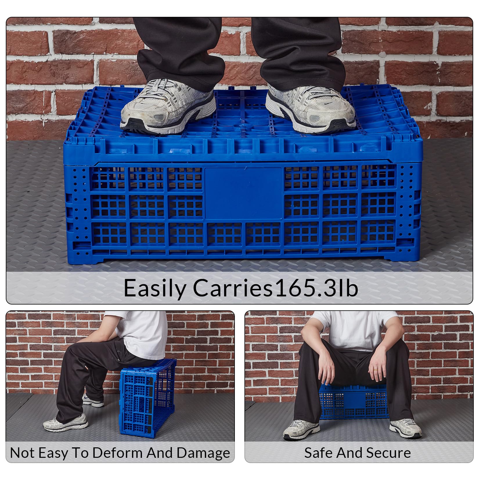 Boîte à lait pliable Garvee 52L, robuste et empilable, en polypropylène, pour garage et bureau, légère et pliable.