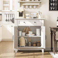 Garvee Armoire de rangement style ferme, étagère réglable à 3 niveaux, 7 vitesses, blanche, pour cuisine et entrée, 40 × 80 × 91 cm, style rustique