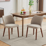 Garvee Chaises de salle à manger, lot de 2, revêtement en tissu et pieds en bois, pour restaurant/café, hauteur 78 cm, style moderne mi-siècle, gris - Camel