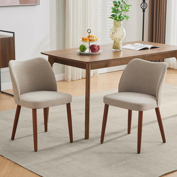 Chaises de salle à manger Garvee, lot de 2, revêtement en tissu et pieds en bois, pour restaurant/café, hauteur 78 cm, style moderne mi-siècle, gris