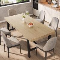 Garvee Table de salle à manger industrielle pour 6 à 8 personnes, structure métallique robuste, plateau en MDF brun rustique, pieds réglables