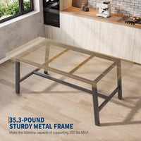 Garvee Table de salle à manger industrielle pour 6 à 8 personnes, structure métallique robuste, plateau en MDF brun rustique, pieds réglables