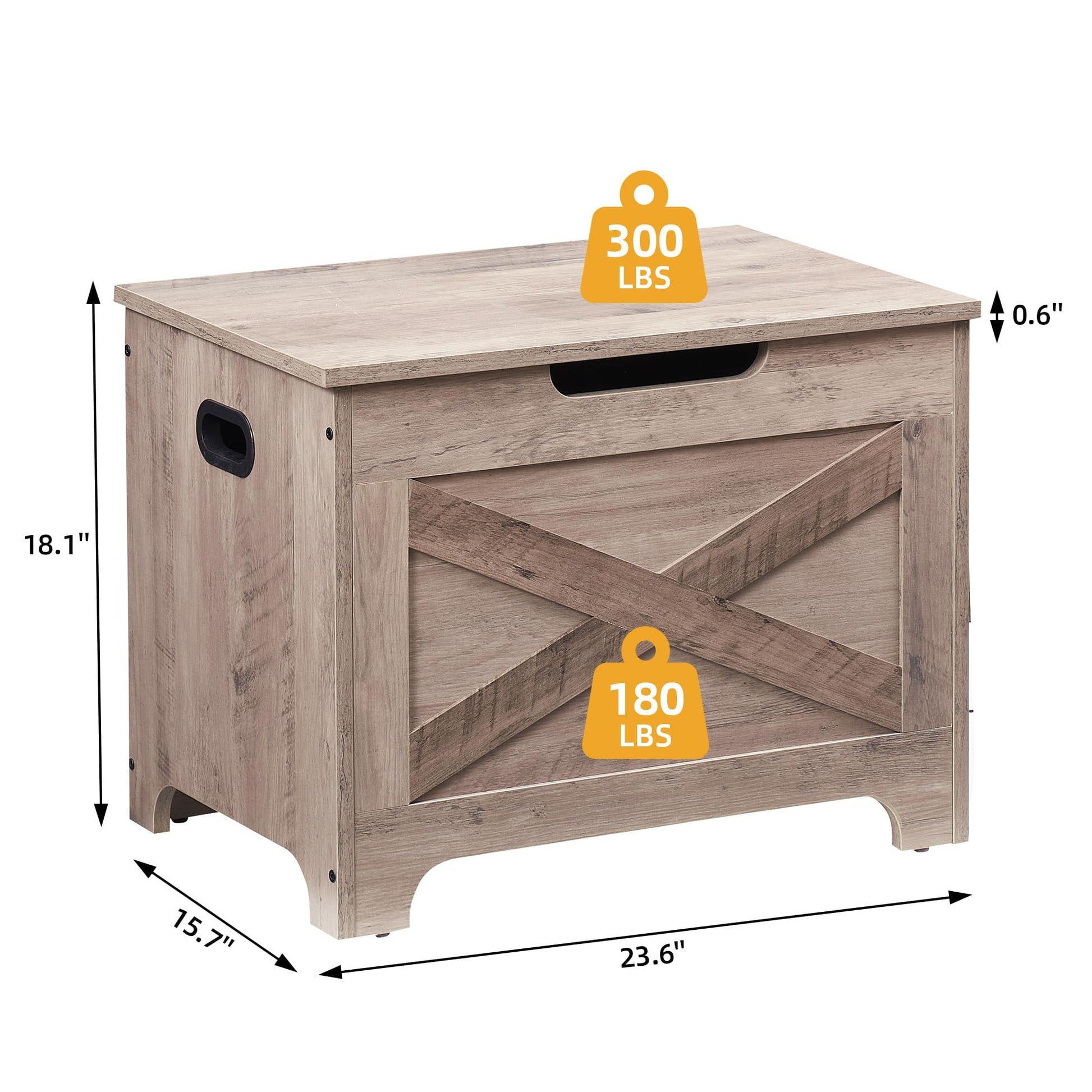 Banc de rangement Garvee avec verrou de sécurité, coffre en bois de style campagnard pour entrée et chambre, gris