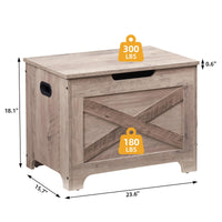 Banc de rangement Garvee avec verrou de sécurité, coffre en bois de style campagnard pour entrée et chambre, gris