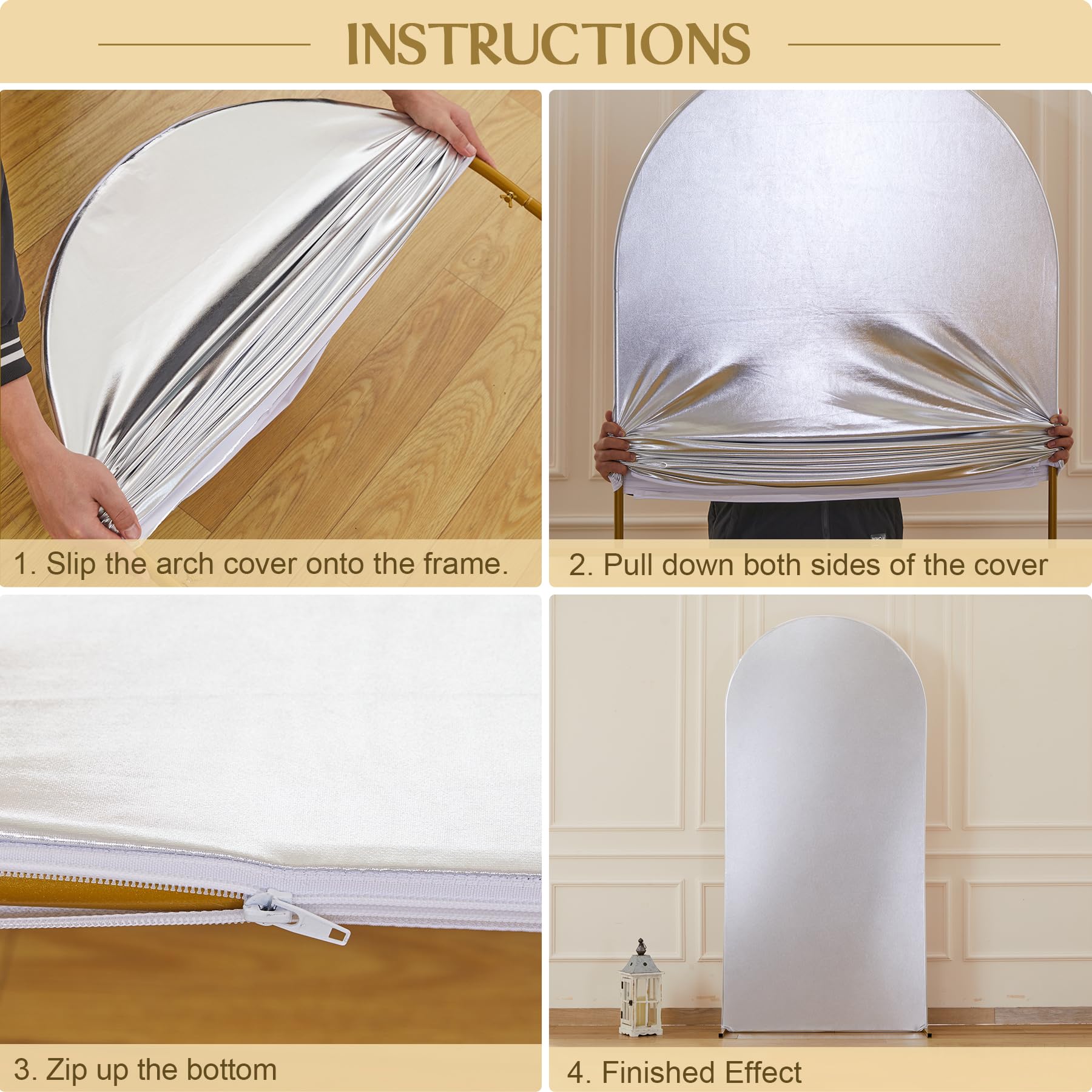 Garvee - Arche de mariage ronde de 2,2 m (7,2 pi) - Toile de fond extensible en spandex, pailletée, élastique et réutilisable - Idéale pour les fêtes, les cérémonies et les baby showers.