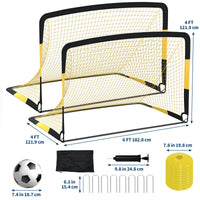 Buts de football Garvee, lot de 2, 1,8 x 1,2 m, pliables, en tissu Oxford 450D, fibre de verre 10 mm, filet en polyester, portables, pour l'entraînement et le jardin.