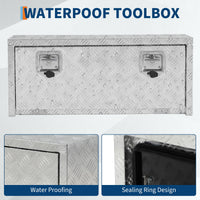 Garvee Coffre sous châssis en aluminium robuste 91 cm, rangement étanche argent pour pick-up, camping-car et remorque, idéal benne et utilitaire