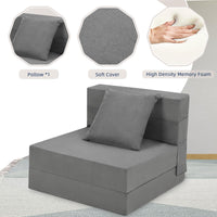 Canapé-lit pliable Garvee avec oreillers, mousse à mémoire de forme, multifonctionnel pour salon et bureau, 182 x 71 x 15 cm, gris
