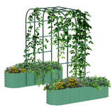 Garvee Jardinière surélevée galvanisée avec treillis arqué vertical de 244 cm (243,8 cm), réglable, en acier, jardin/terrasse, antirouille - Vert