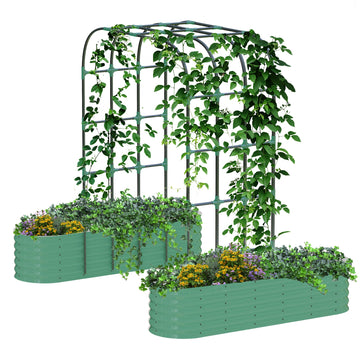 Garvee Jardinière surélevée galvanisée avec treillis arqué vertical de 244 cm (243,8 cm), réglable, en acier, jardin/terrasse, antirouille