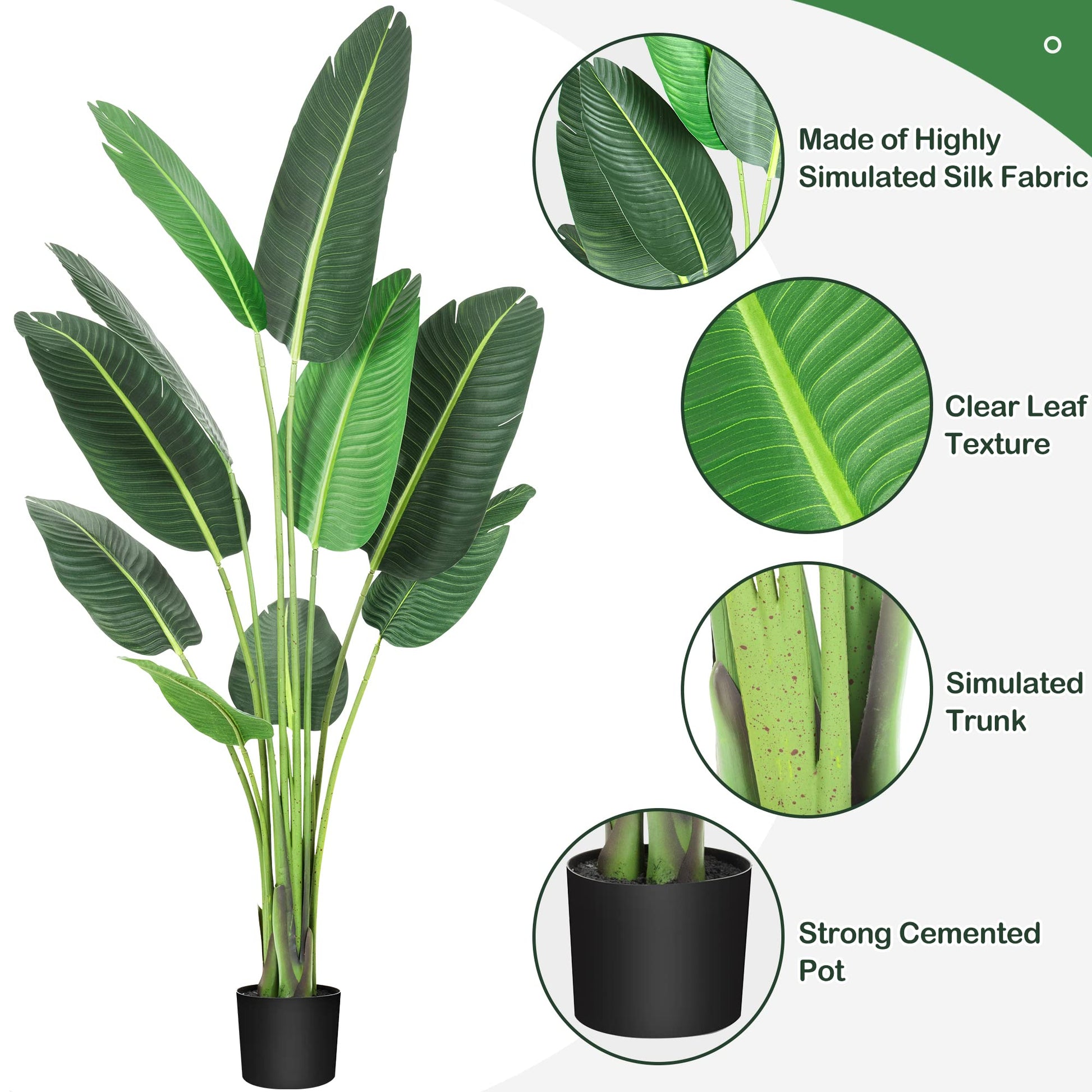 Garvee Oiseau de Paradis Artificiel 152 cm, 10 Troncs Ajustables, Plante Réaliste avec Pot Stable, Intérieur et Extérieur