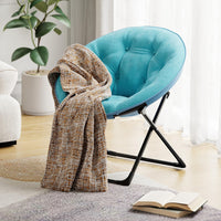 Fauteuil lounge Garvee Saucer avec structure dorée, surdimensionné, pliable, vert, pour chambre et salon, confortable et stable