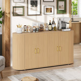 Garvee buffet flûté 160 cm en MDF, grand espace de rangement, revêtement résistant, poignées métal, chêne, salon et salle à manger
