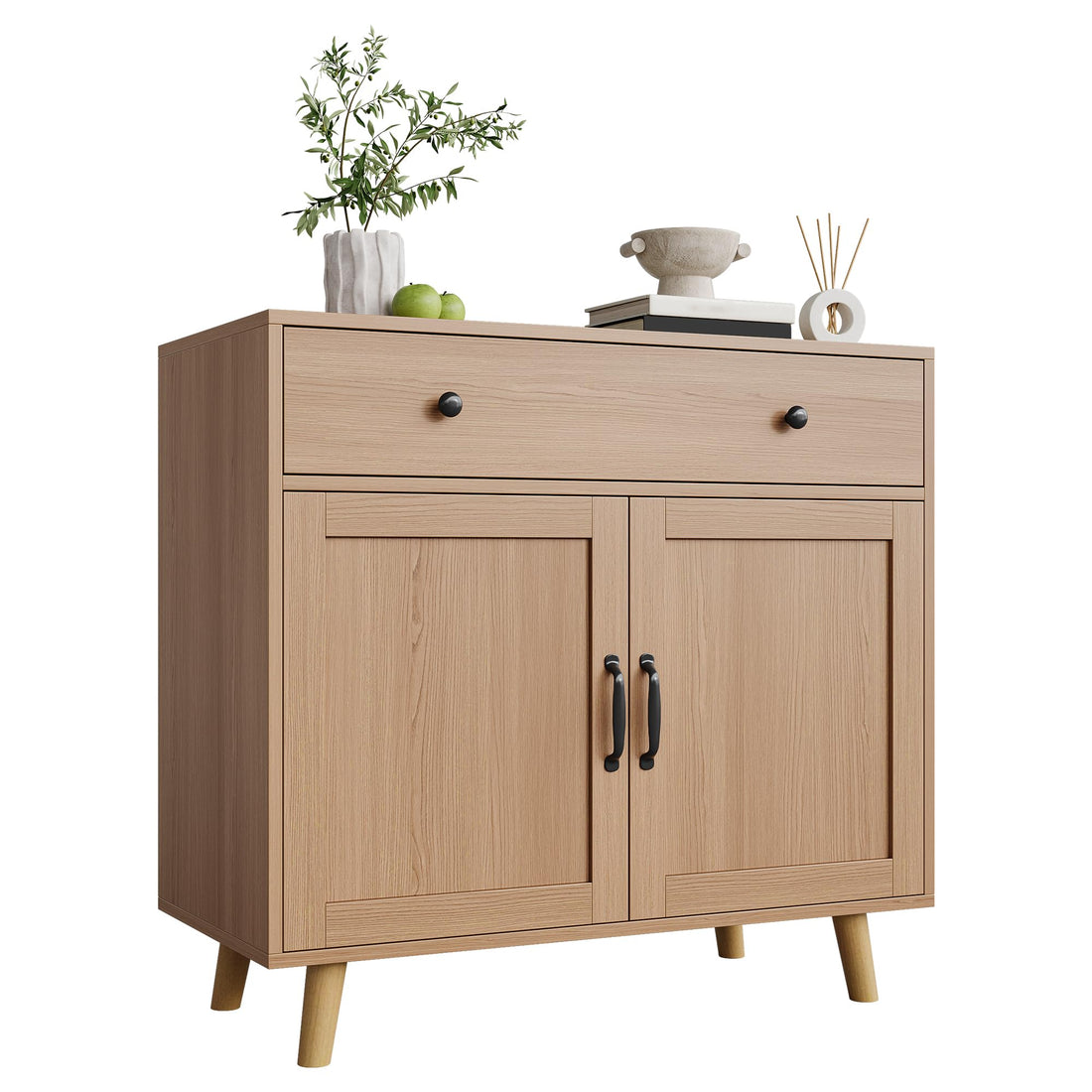 Buffet/meuble de rangement en bois Garvee, spacieux et résistant, design élégant, marron classique