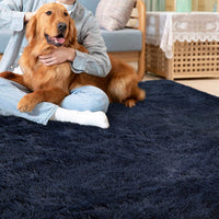 Tapis Garvee bleu marine extra large 2,74 m x 3,66 m, en polyester haute densité moelleux et antidérapant, pour salon ou chambre d'enfant