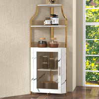 Meuble bar d'angle Garvee pour spiritueux avec étagères réglables, 155 cm, style industriel, structure robuste en MDF et métal, porte grillagée, porte-verres, autoportant, cuisine et salon, noir