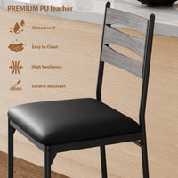 Ensemble de 2 tabourets de bar Garvee, en bois et similicuir, ergonomiques, avec dossier et repose-pieds, pour îlot de cuisine et appartement, 40 cm, noir.