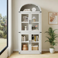 Bibliothèque arquée Garvee, style ferme, avec portes, idéale pour le salon et le bureau, 181,2 cm (71,4 po), bois, coins en métal, profondeur 40,2 cm (15,83 po), robuste, élégance moderne